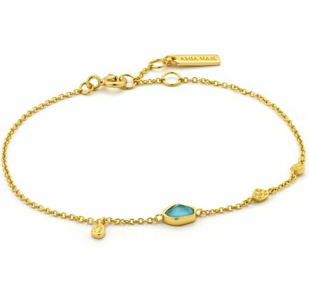 Ania Hale Dainty Gold Turquoise Discs Bracelet